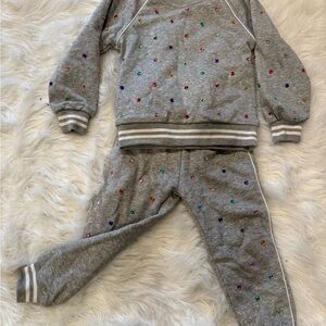 Lola + The Boys Grey Sweatsuit with Multicolor Rhinestones